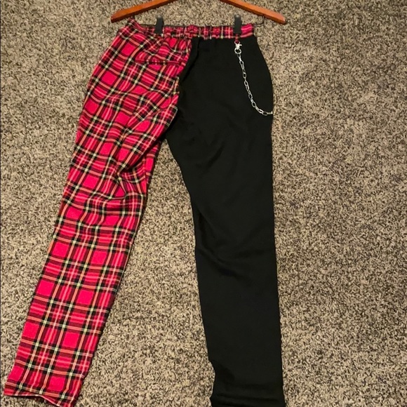 HotTopic Split Red Plaid Pants